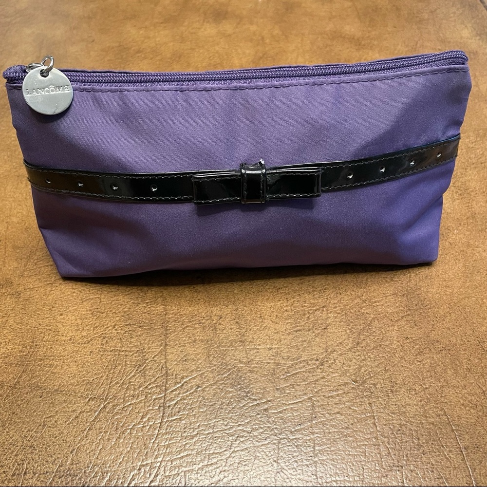 Lancôme purple & black patent leather makeup bag